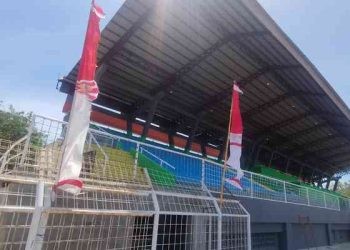 Pekerjaan pembangunan proyek Gelanggang Olahraga (GOR) Nani Wartabone Kota Gorontalo hampir rampung.