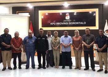 Komisi I Deprov Gorontalo melakukan rapat kerja bersama KPU Provinsi Gorontalo, Selasa (1/8/2023) terkait kesiapan anggaran Pilkada 2024.(rama/gopos)