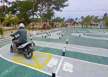 Satlantas Polres Pohuwato resmi menghapus pola zig-zag atau angka 8 pada praktek ujian SIM C. (F. Satlantas Polres Pohuwato)