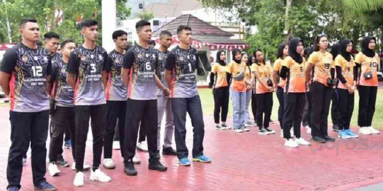 Atlet bola voli yang akan bertanding pada Pra Pekan Olahraga Nasional (PON) di Parigi Moutong, Sulawesi Tengah. (Foto – Nova)