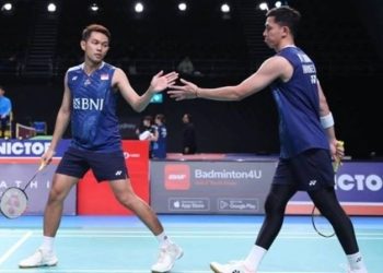Ganda putra Fajar Alfian/Muhammad Rian Ardianto melaju ke perempat final Australian Open 2023 setelah mengalahkan Chiang Chien Wei/Wu Hsuan Yi (Taiwan) pada babak 16 besar di Sydney, Kamis. (ANTARA/HO-PP PBSI)