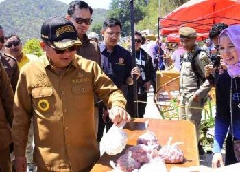 Gerakan Pangan Murah (GPM) di Kelurahan Tenda, Kecamatan Hulonthalangi, Kota Gorontalo dukung kebutuhan bahan pokok masyarakat, Senin (4/9/2023). (Foto: Humas)