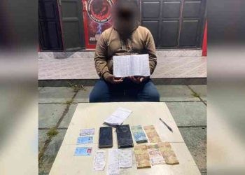 Pelaku tindak pidana perjudian togel online YI di Desa Huluduotamo, Kecamatan Suwawa, Kabupaten Bone Bolango, Jumat (15/9/2023).