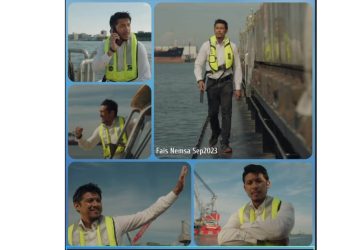 Fais Nemsa berada di pelabuhan kapal terbesar di Belanda saat syuting iklan layanan motivasi pekerja pelabuhan.(istimewa)
