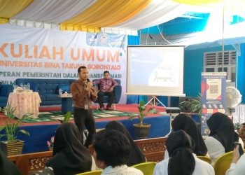Sosialisasi Bank Indonesia tentang penggunaan qris kepada mahasiswa UNBITA Gorontalo, Senin (11/9/2023) (muhajir/gopos)