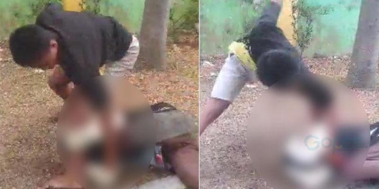 Cuplikan video dugaan penganiayaan seorang pelajar di Kota Gorontalo oleh seorang remaja di Taman Kota Gorontalo yang beredar luas di masyarakat Gorontalo. (istimewa)