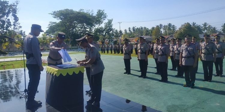 Suasana sertijab di lingkungan Polres Pohuwato, Selasa (5/9/2023).