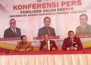 Konferensi Pers hasil Pemilihan Rektor UNG, Rabu (6/9/2023) (rama/gopos)
