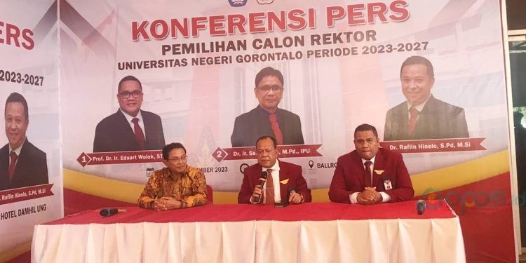 Konferensi Pers hasil Pemilihan Rektor UNG, Rabu (6/9/2023) (rama/gopos)