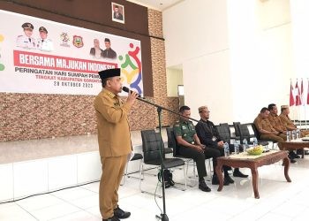 Wakil Bupati Gorontalo Hendra S Hemeto saat memberikan sambutan pada peringatan Hari Sumpah Pemuda, Senin (30/10/2023).