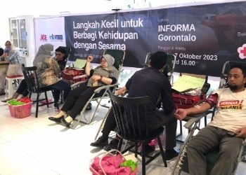 Aksi donor darah yang dilaksanakan oleh Ace-Informa Gorontalo, Sabtu (7/9/2023) (rama/gopos)