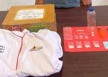 Barang bukti narkoba yang disita dari terduga pelaku IB oleh Satnarkoba Polres Pohuwato.