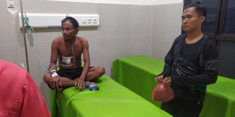 Kisman Diani usai mendapat perawatan medis di Rumah Sakit ZUS Gorontalo Utara.