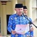 Bupati Pohuwato Saipul Mbuinga pada apel Korpri dirangkaikan peringatan HUT PGRI ke-78 dan HGN, Rabu (29/11/2023).