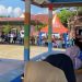 Plt Kepala Dinas Sosial P3APPKB Bone Bolango, Fredy Lasut saat memberikan sambutan pada kegiatan Pencanangan Kampung KB & Festival Bulango Indomie Vaganza tingkat Kecamatan Bulango Selatan di Halaman Kantor Camat Bulango Selatan, Jumat (10/11/2023). (Foto Adit)