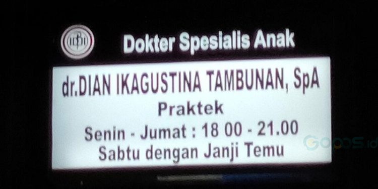 Klinik Prima Farma tempat praktek dokter spesialis anak, dr Dian Ikagustina Tambunan.(f. Yusuf/gopos)