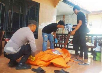 Seorang pria ditemukan tewas di Kota Gorontalo. Pria tersebut ditemukan tewas di Hotel Tentram, Andalas, Kota Gorontalo, Kamis (7/12/2023). (Foto: Yusuf)