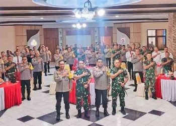 Kepolisian Daerah (Polda) Gorontalo-Komando Daerah Militer (Kodam) XIII Merdeka melaksanakan perjanjian kerjasama pengamanan pemilu 2024.
