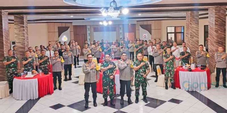 Kepolisian Daerah (Polda) Gorontalo-Komando Daerah Militer (Kodam) XIII Merdeka melaksanakan perjanjian kerjasama pengamanan pemilu 2024.