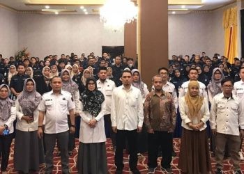 Kegiatan Bimtek Penyelenggaraan Pemilu kepada PPS oleh KPU Kota Gorontalo yang digelar di Grand Q Hotel, Senin (18/12/2023).