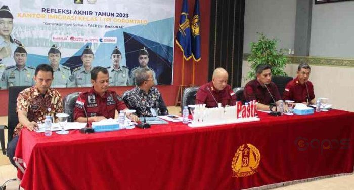 kegiatan press release akhir tahun Kantor Imigrasi Kelas I TPI Gorontalo, Jumat (29/12/2023).