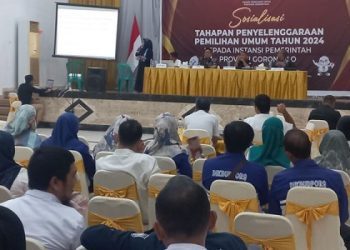 Sosialisasi Tahapan Penyelenggaran Pemilihan Umum (Pemilu) 2024 kepada Instansi Pemerintah Provinsi Gorontalo, Rabu (20/12/2023) di Gedung Bele Limbui Kota Gorontalo