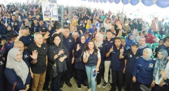 Kampanye tatap muka terbatas di Bongopini, Kecamatan Tilongkabila, Kabupaten Bone Bolango, Ahad (31/12/2023).