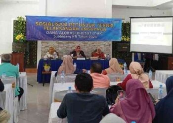 BKKBN Provinsi Gorontalo Sosialisasi Petunjuk Teknis Pelaksanaan Anggaran DAK Subbidang KB Tahun 2024, berlangsung Marina Beach Resort, Kamis 01/02/2024 (Yusuf/Gopos)