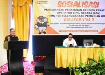 kegiatan Sosialisasi Pengawasan Peraturan dan Non Peraturan ASN Pada Penyelenggaraan Pemilu Gelombang 2 Tingkat Kota Gorontalo, Kamis (8/2/2024)
