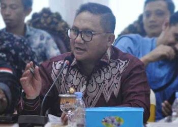 Walikota Gorontalo Marten Taha menyampaikan kesiapan Pemkot Gorontalo jelang pemilu 14 Februari 2024 saat Rapat Forkopimda Provinsi Gorontalo, Jumat 9/2/2024