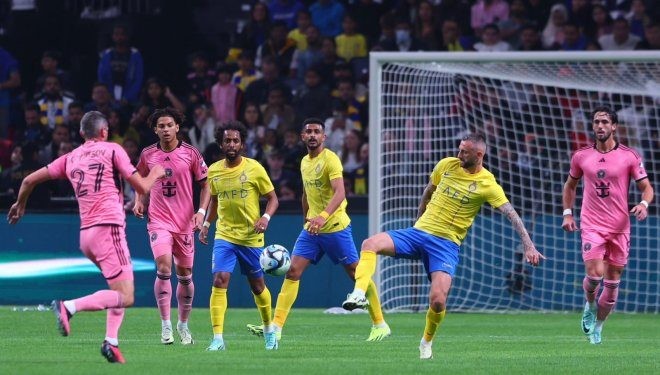 foto saat berlangsugnya laga antara Al Nassr Melawan Inter Miami di Stadion Kingdom Arena (Jumat/02/02/2024) Foto: Akun Twitter Al Nassr