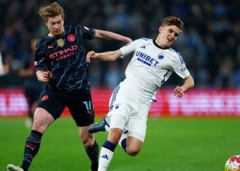 Manchester City unggul 2-1 atas FC Copenhagen di babak pertama (Foto: Action Images via Reuters/MATTHEW CHILDS)