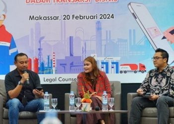 Seminar LPP Tahun 2024 dengan tema Keabsahan Tanda Tangan Elektronik dan Meterai Elektronik (e-Meterai) dalam Transaksi Bisnis yang diselenggarakan PT Pertamina Patra Niaga Sulawesi, Selasa (20/2/2024).