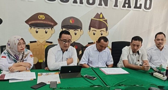 Konferensi pers penanganan perkara dugaan pelanggaran pemilu yang ditangani Gakkumdu Kota Gorontalo, Rabu (6/3/2024). (Foto: Sari/gopos)