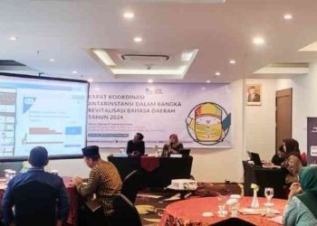 Rapat Koordinasi Antarinstansi Dalam Rangka Revitalisasi Bahasa Daerah Tahun 2024 di Hotel Aston, Kota Gorontalo, Kamis (29/2/2024).
