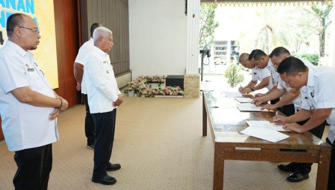 Bupati Asahan H. Surya BSc membuka Rapat Koordinasi Pemerintah (Rakorpem) bulan Januari Tahun 2024 di Pendopo Rumah Dinas Bupati Asahan, Rabu (10/01)