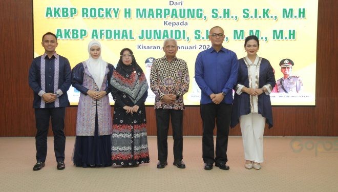 Pemerintah Kabupaten Asahan menggelar acara pisah sambut Kapolres Asahan di Pendopo Rumah Dinas Bupati Asahan, Selasa (23/01/2024).