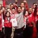 Ketua umum baru Partai Solidaritas Indonesia, Kaesang Pangarep (tengah) bersama dengan Grace Natalie (kiri) dan Giring Ganesha (kanan) pada acara Kopdarnas Deklarasi Politik PSI di Djakarta Theater, Jakarta, Senin (25/9/2023). [Suara.com/Alfian Winanto]