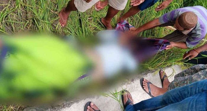 Korban Yuyu Haras (52) saat ditemukan tergeletak di tepi sawah dalam kondisi meninggal dunia.(istimewa)