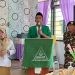 Ketua PC GP Ansor Kota Gorontalo, Rivon Umar, memberi sambutan pada peringatan Harlah ke-90 Ansor di SLB Kota Gorontalo
