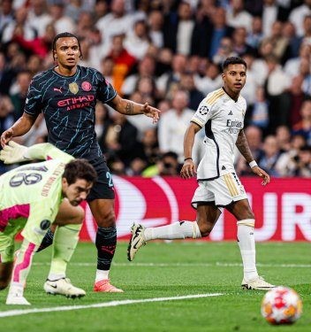 foto Rodrygo mencetak gol ke gawang Ma City. (Foto Akun Twitter Real Madrid CF)