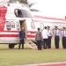 Presiden Joko Widodo saat pertama kali berkunjung ke Bone Bolango menggunakan Helikopter Super Puma. (Foto Adit/Prokopim)