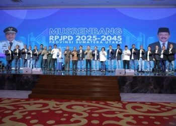 Musrenbang RPJPD Sumut Tahun 2025-2045 yang dibuka Pj Gubernur Sumut, bertempat di aula Raja Inal Siregar, kantor Gubernur Sumut, Medan, Senin (29/4/2024).