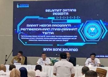 Rapat Kerja Program Pemberdayaan Masyarakat yang dilaksanakan oleh BBNK Bone Bolango, Rabu (24/4/2024) di Ballroom Olele Hotel Yulia, Kota Gorontalo. (iya/gopos)