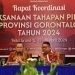 Rapat koordinasi pelaksanaan tahapan Pilkada Provinsi Gorontalo tahun 2024, bertempat ballroom Hotel Grand Q, Rabu malam (17/4/2024). (Foto : Andika)