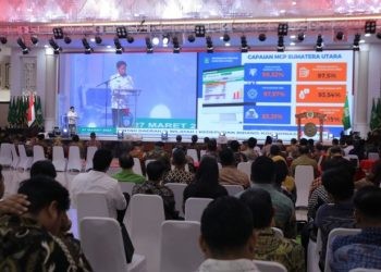 Wakil Bupati Asahan Taufik Zainal Abidin Siregar mengikuti Rakor Penguatan Sinergi antara KPK dengan Kemendagri dan BPKP, Rabu (27/3/2024).