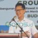 Menteri Kesehatan, Budi Gunadi Sadikin saat memberikan sambutan di mencanangkan pembangunan gedung rawat inap Rumah Sakit Umum Daerah (RSUD) dr. Hasri Ainun Habibie di Kecamatan Limboto, Kabupaten Gorontalo, Jumat (24/5/2024).