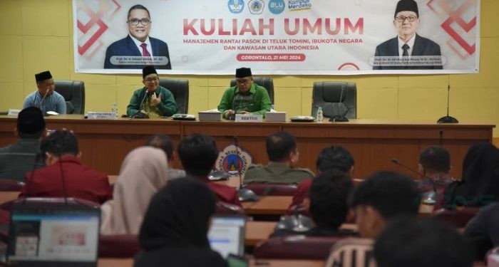 Kuliah umum yang diselenggarakan oleh UNG, Selasa (21/5/2024) di Ruang Sidang Senat Lt. 4 Rektorat UNG.