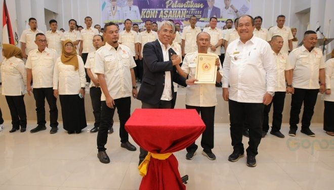 Suasana pelantikan pengurus KONI Kabupaten Asahan yang turut dihadiri Wakil Bupati Asahan Taufik Zainal Abidin Siregar, Rabu (15/5/2024).