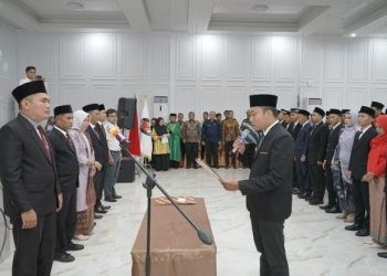 Suasana pelantikan 125 Anggota PPK se-Kabupaten Asahan, Kamis (16/5/2024).